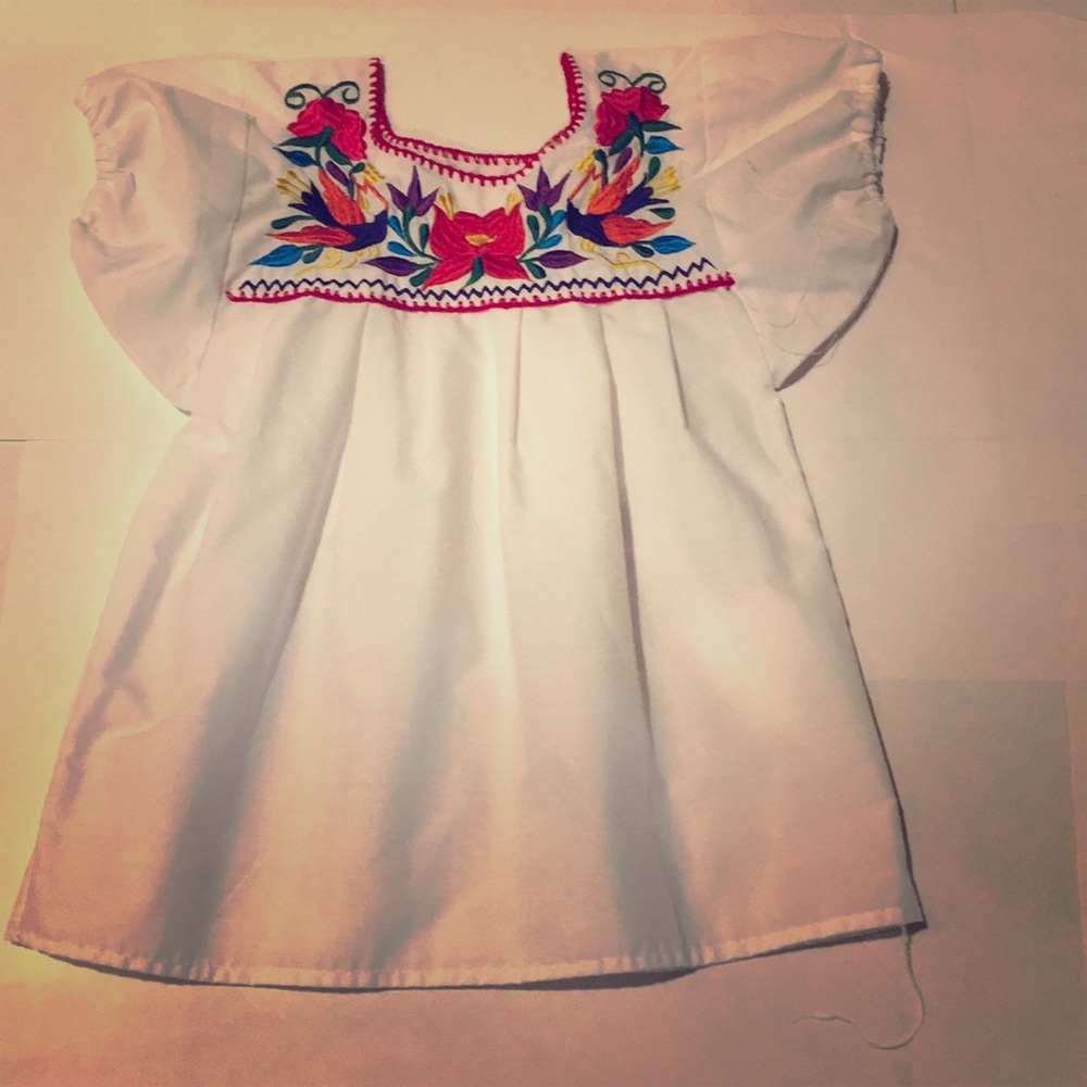 Girls Traditional Puebla Embroidered Blouse
